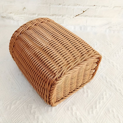 Woven Storage Basket Rattan-Style Microfiber Wipe Clean