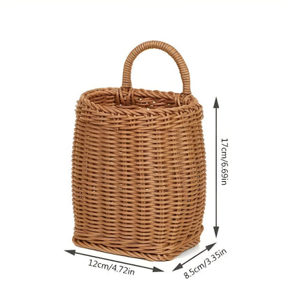 Woven Storage Basket Rattan-Style Microfiber Wipe Clean