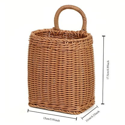 Woven Storage Basket Rattan-Style Microfiber Wipe Clean