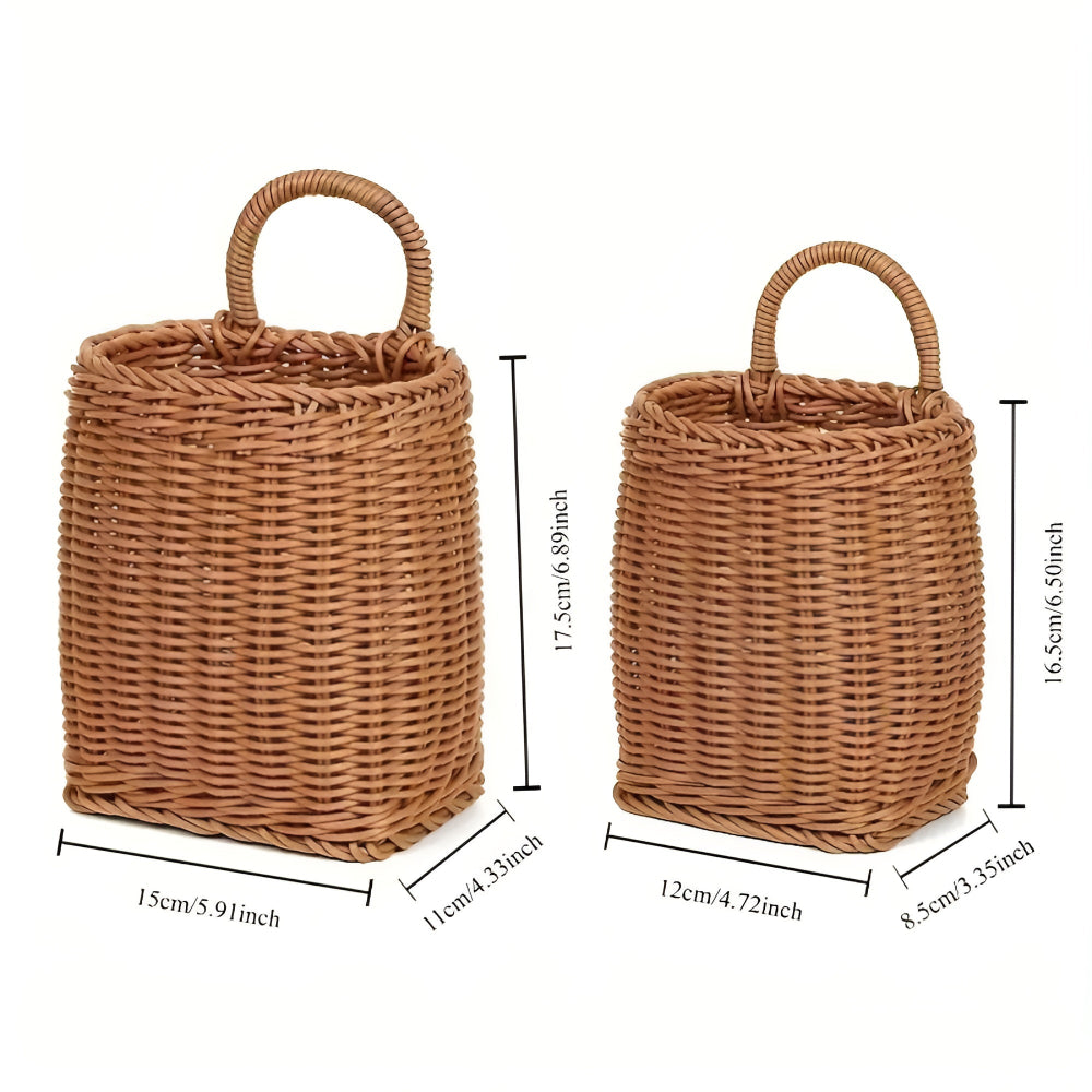 Woven Storage Basket Rattan-Style Microfiber Wipe Clean