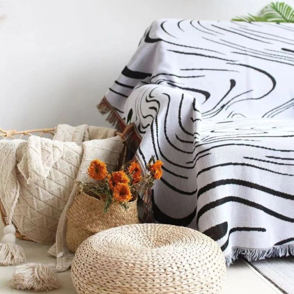 Woven Throw Blanket Marble Swirl 100% Cotton