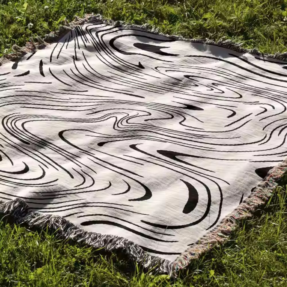 Woven Throw Blanket Marble Swirl 100% Cotton