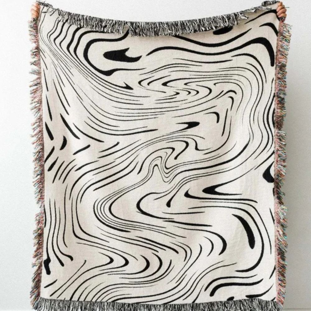 Woven Throw Blanket Marble Swirl 100% Cotton