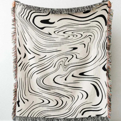 Woven Throw Blanket Marble Swirl 100% Cotton