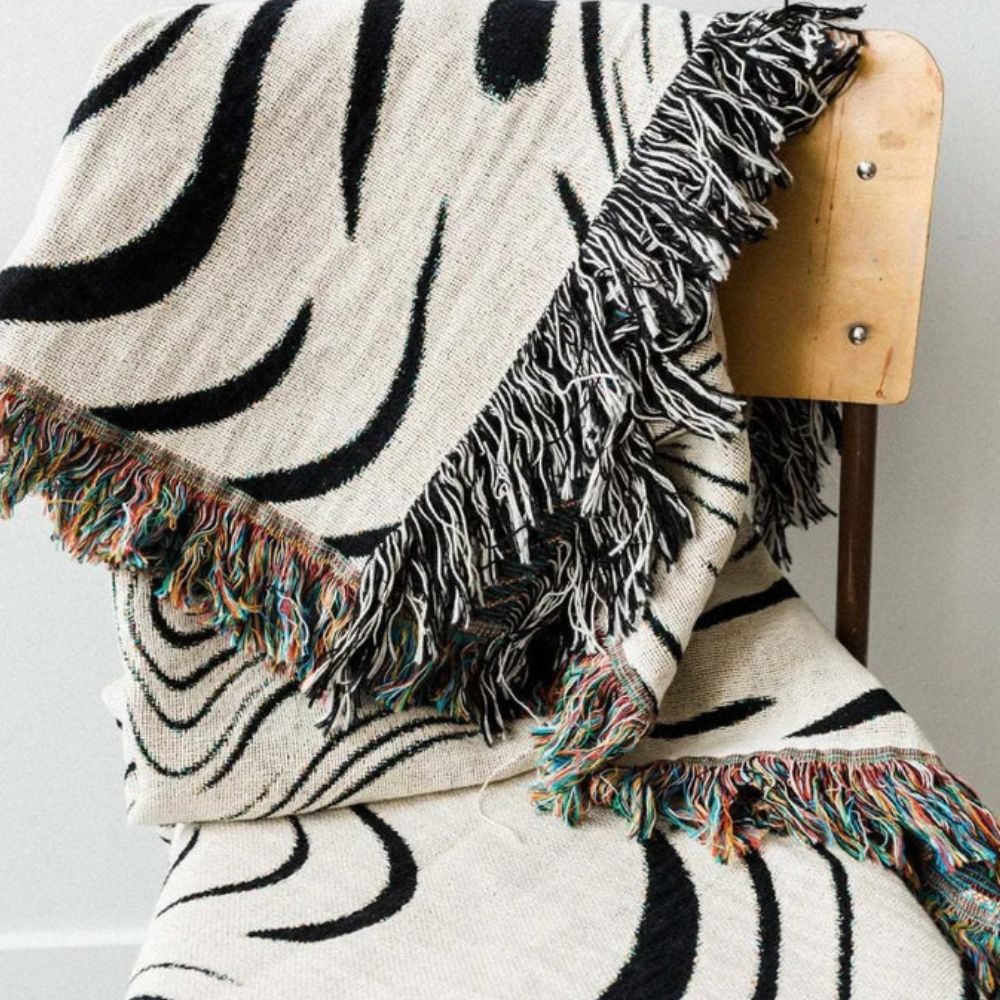 Woven Throw Blanket Marble Swirl 100% Cotton