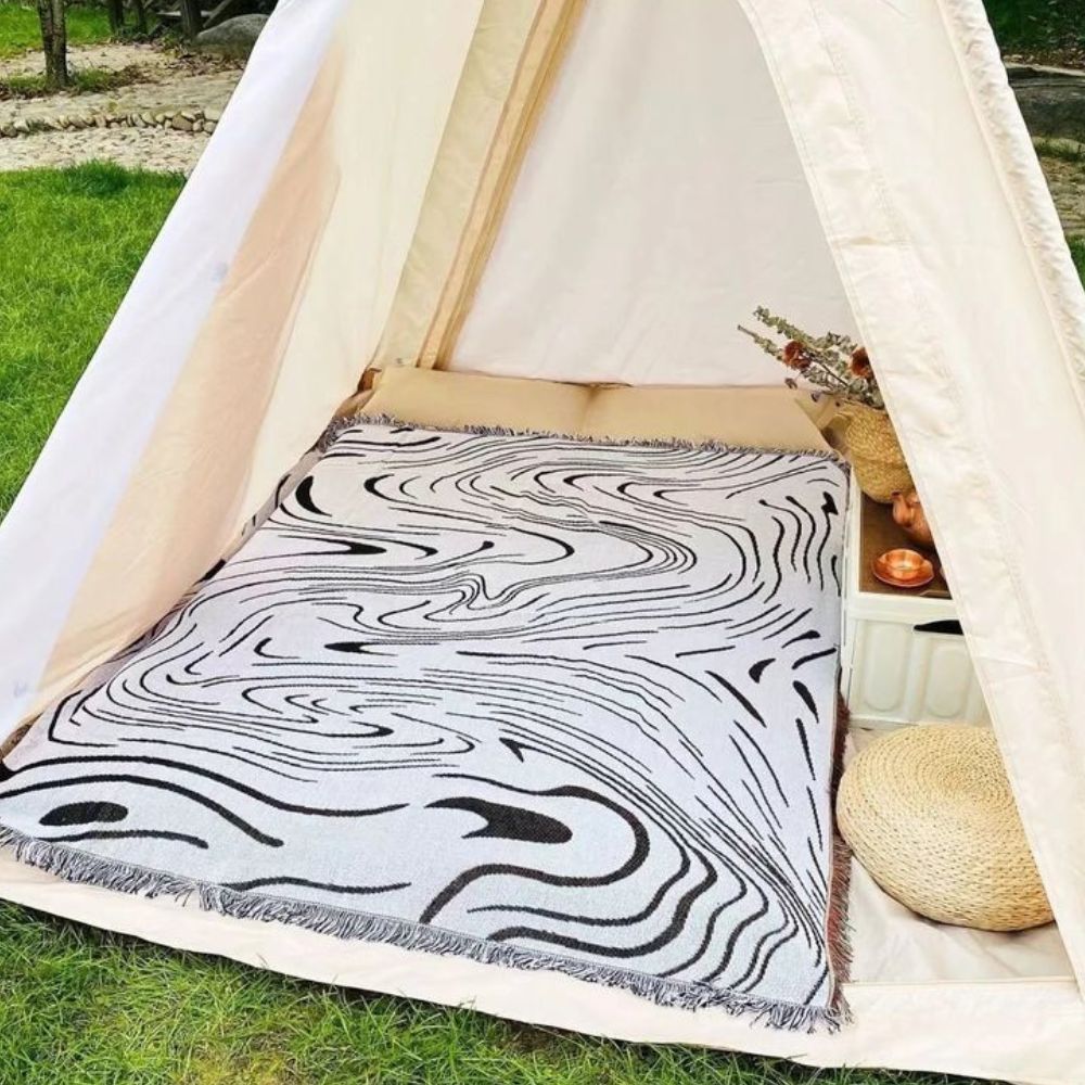 Woven Throw Blanket Marble Swirl 100% Cotton
