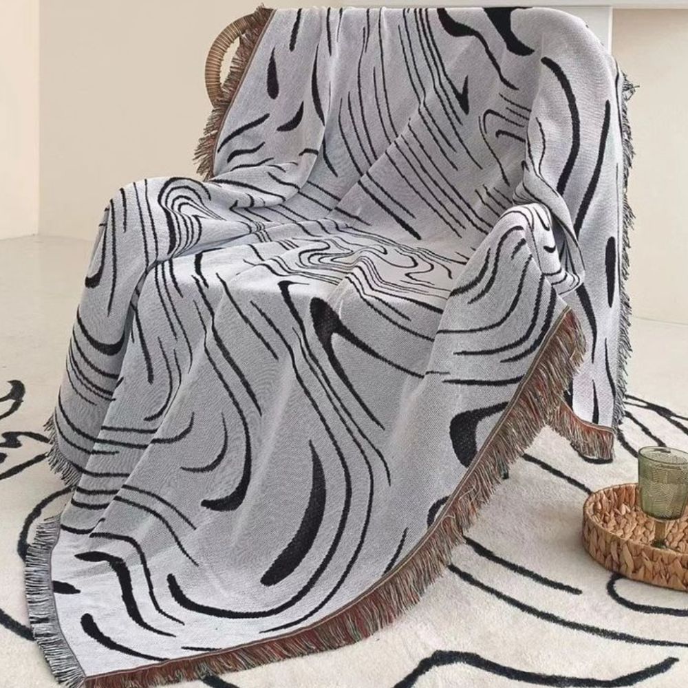Woven Throw Blanket Marble Swirl 100% Cotton