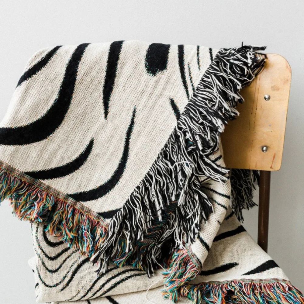Woven Throw Blanket Marble Swirl 100% Cotton