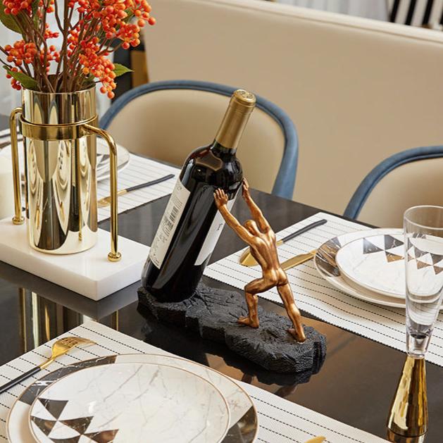 Chic Wine Display Stand in Luxurious Bronze Finish