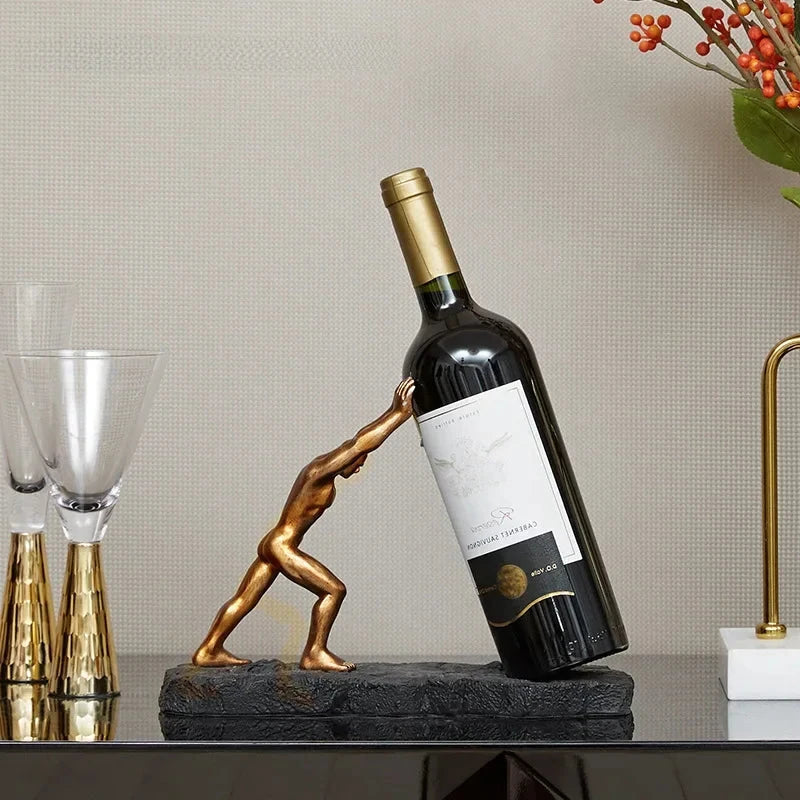 Chic Wine Display Stand in Luxurious Bronze Finish