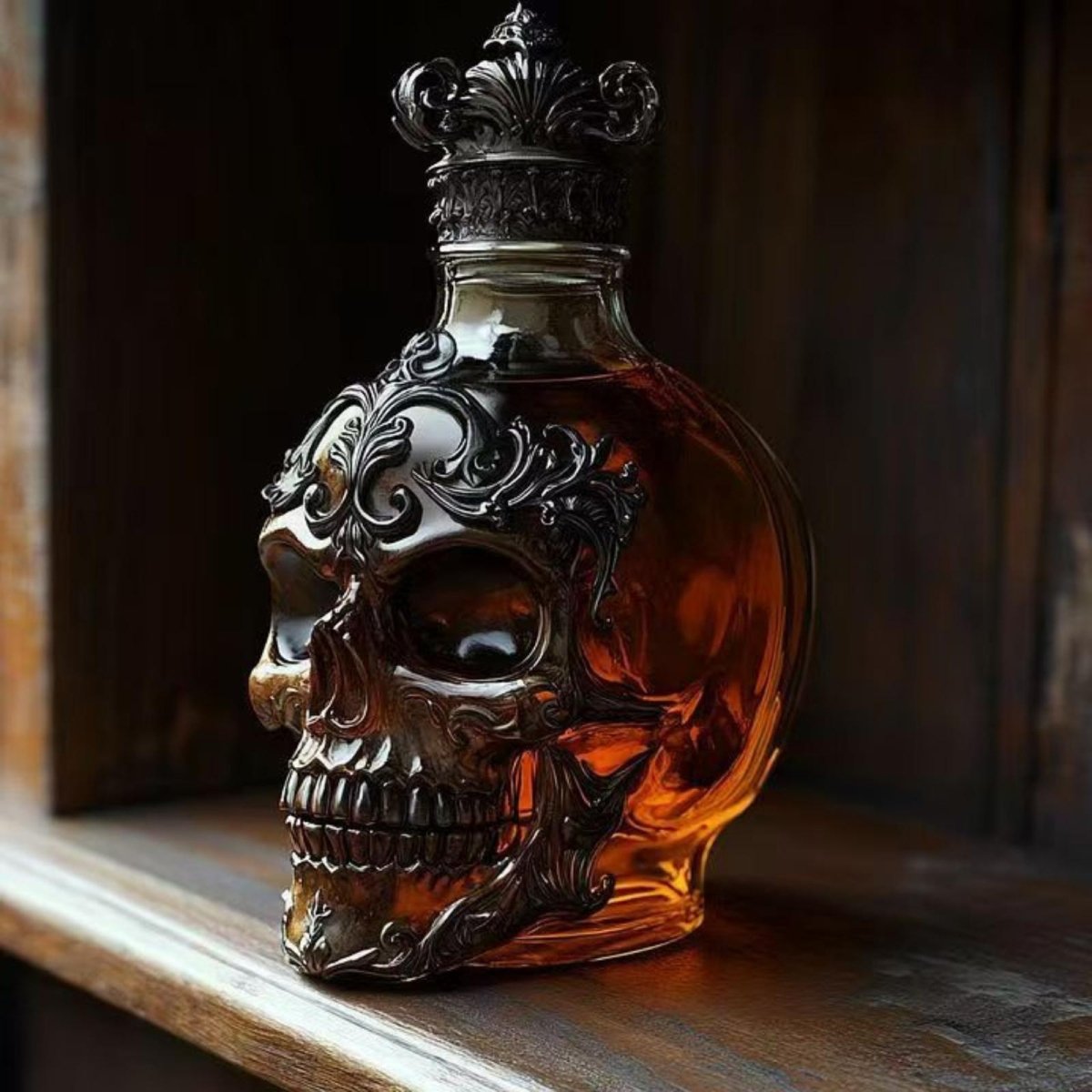 Artisan Skull-Shaped Glass Decanter