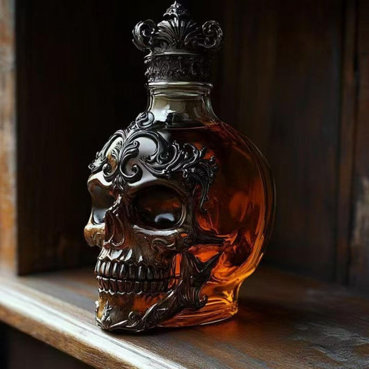 Artisan Skull-Shaped Glass Decanter