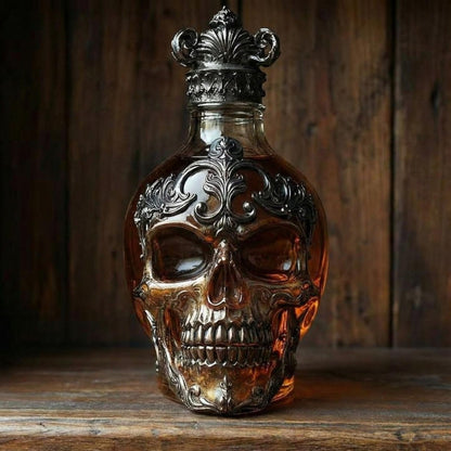 Artisan Skull-Shaped Glass Decanter