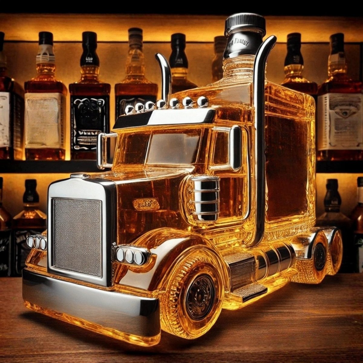 Charming Truck-Inspired Glass Carafe for Spirits