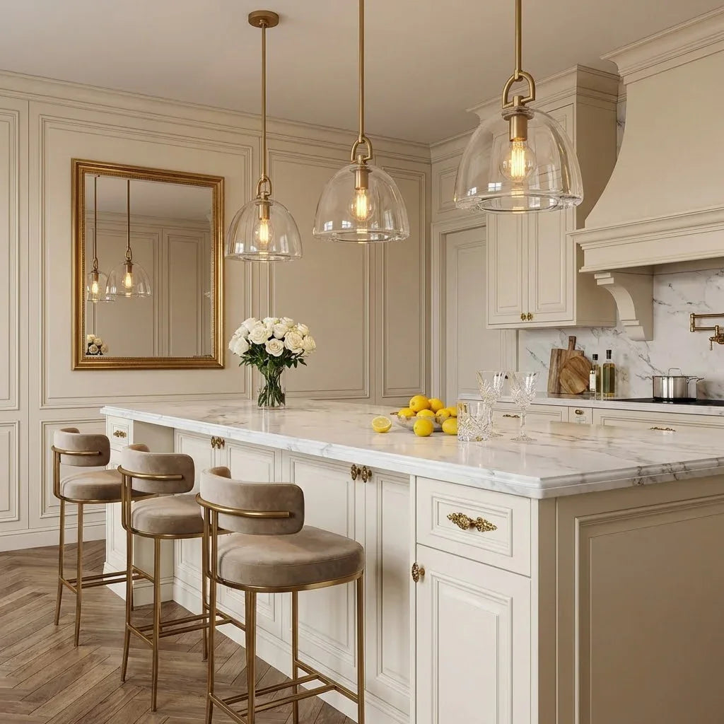 Elegant Glass Dome Pendant Light for Modern Kitchens