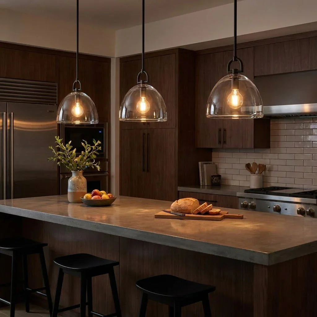 Elegant Glass Dome Pendant Light for Modern Kitchens