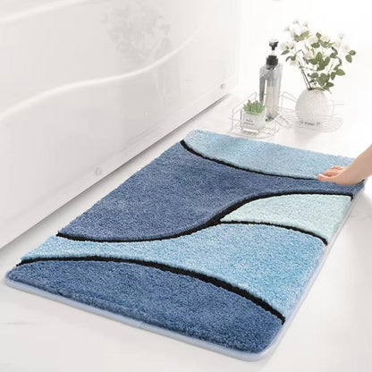 Comfortable Water-Resistant Bath Rug with Wave Design