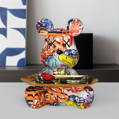 Artistic Bear Sculpture Tray – Creative Home & Office Accent