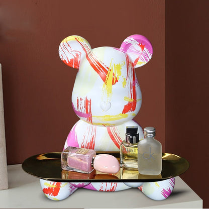 Artistic Bear Sculpture Tray – Creative Home & Office Accent