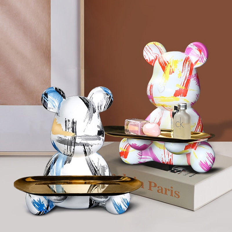Artistic Bear Sculpture Tray – Creative Home & Office Accent