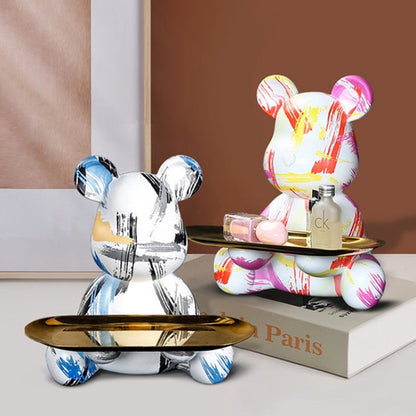 Artistic Bear Sculpture Tray – Creative Home & Office Accent