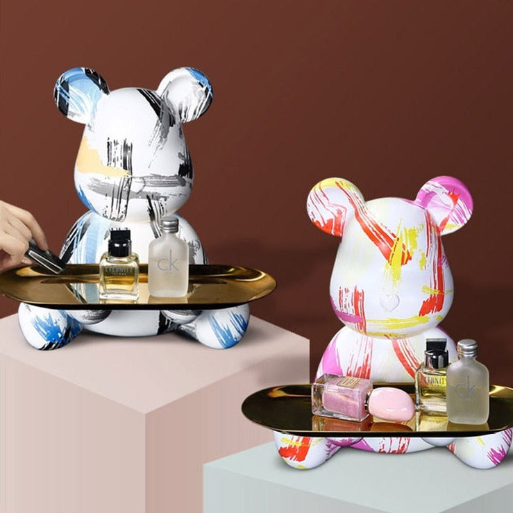 Artistic Bear Sculpture Tray – Creative Home & Office Accent