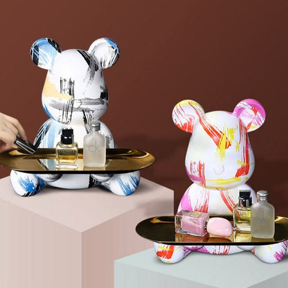 Artistic Bear Sculpture Tray – Creative Home & Office Accent