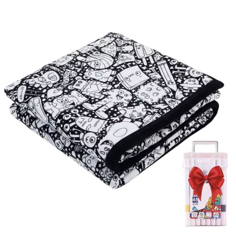 Coloring Blanket with Meadow Design
