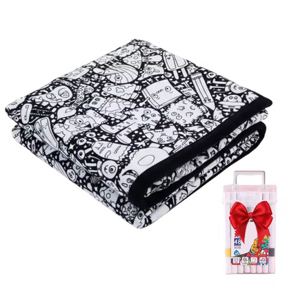 Coloring Blanket with Meadow Design