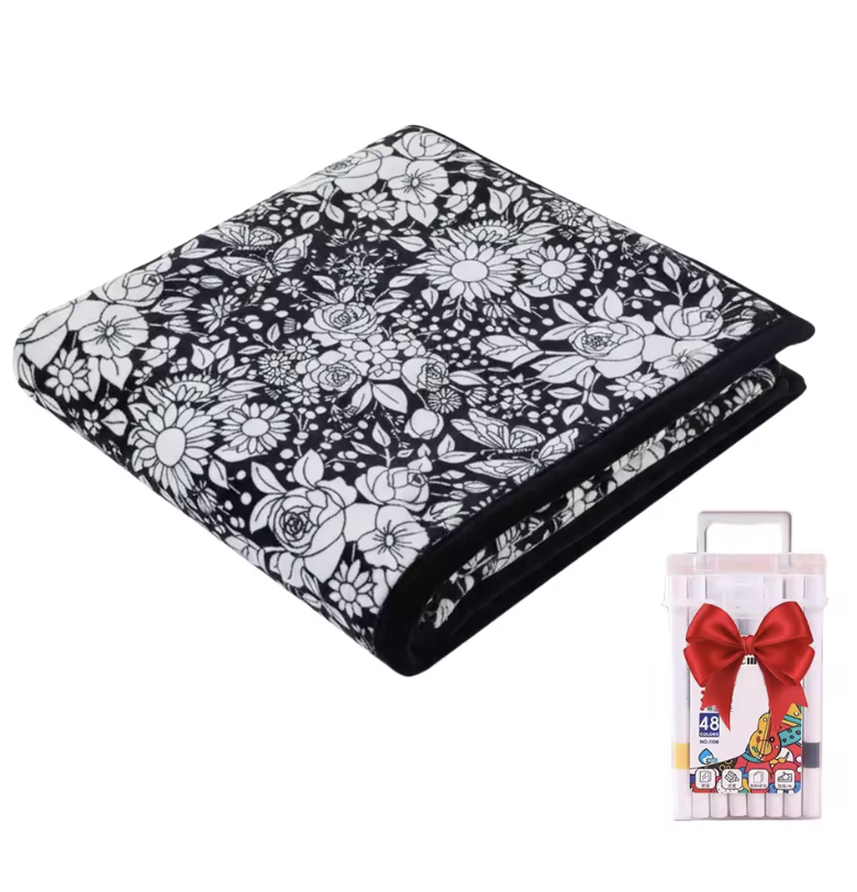 Coloring Blanket with Meadow Design