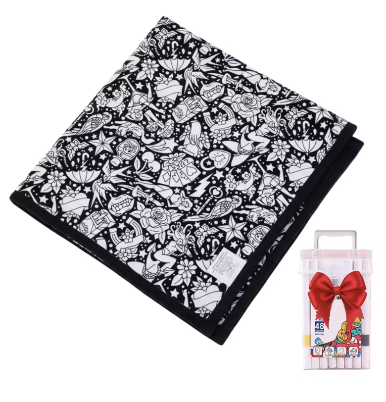 Coloring Blanket with Meadow Design