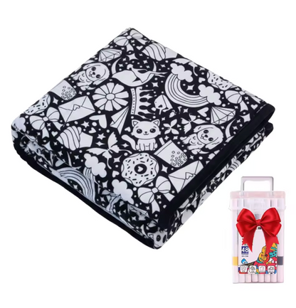 Coloring Blanket with Meadow Design