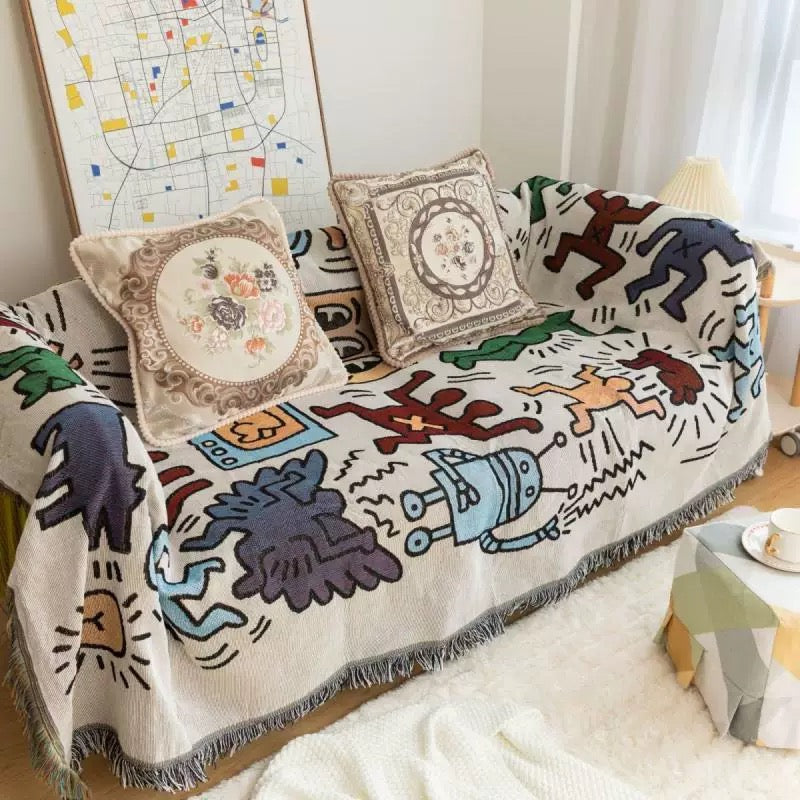 Chic Vintage-Inspired Knit Throw Blanket