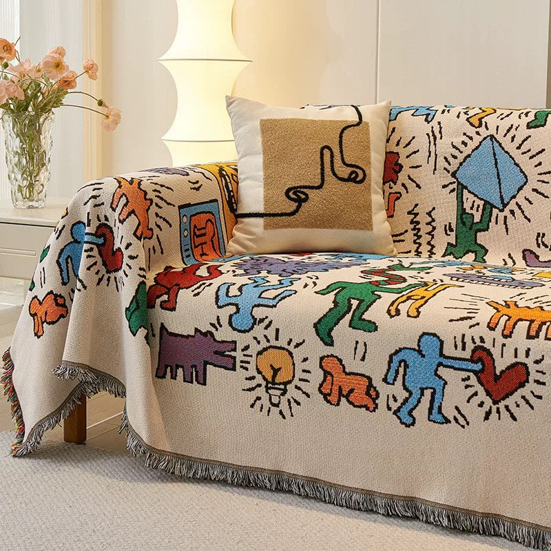Chic Vintage-Inspired Knit Throw Blanket
