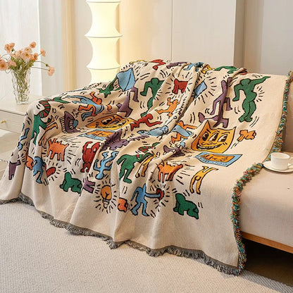 Chic Vintage-Inspired Knit Throw Blanket
