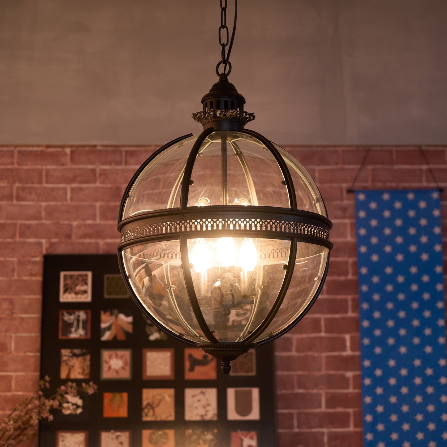 Vintage-Inspired Globe Pendant Light Fixture