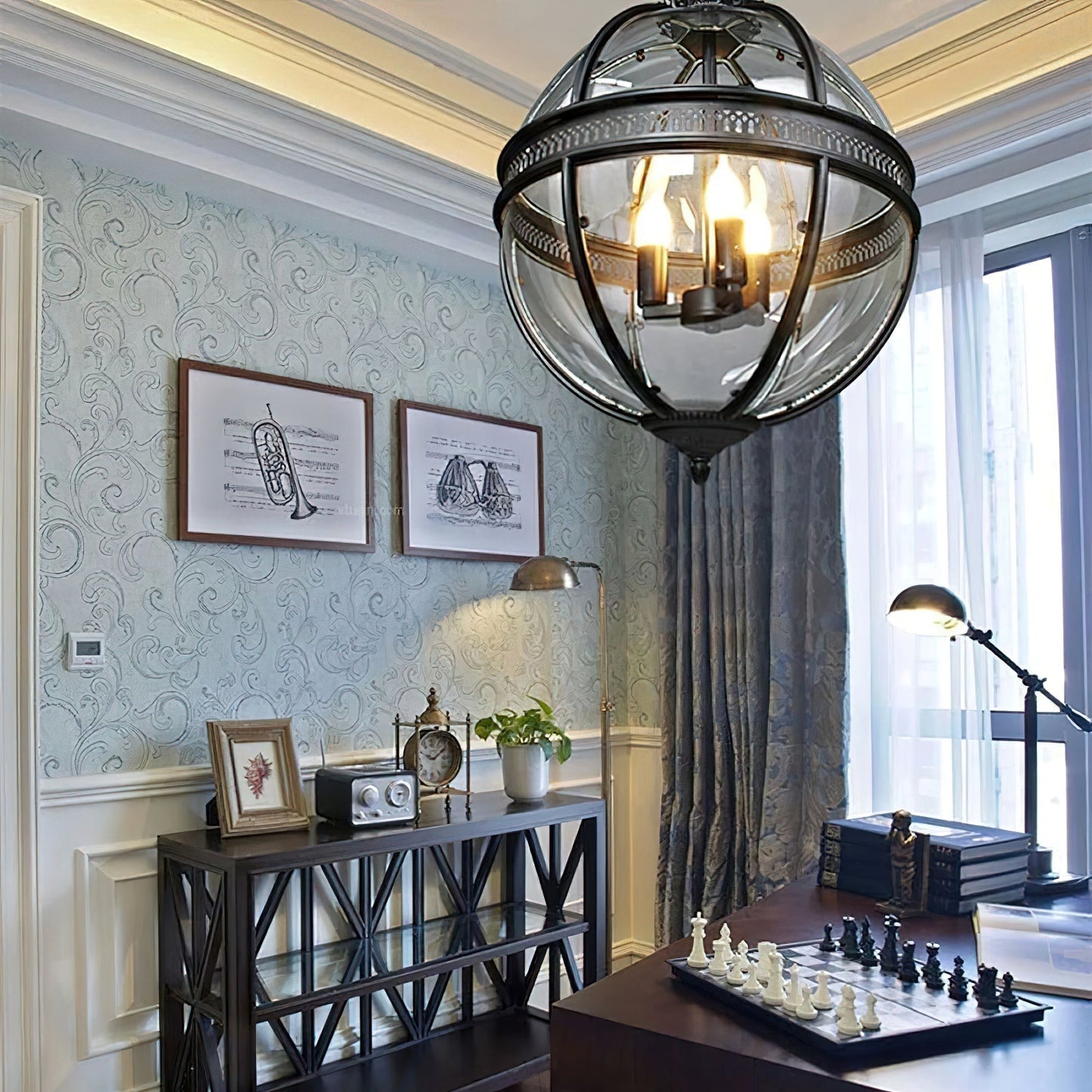 Vintage-Inspired Globe Pendant Light Fixture