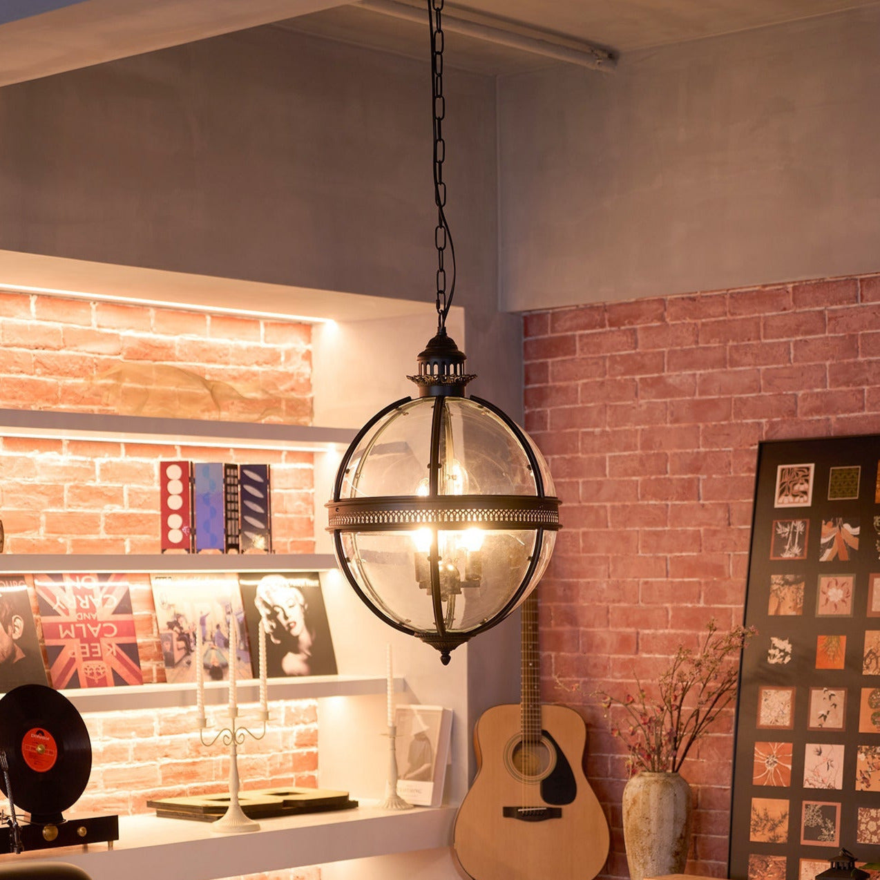 Vintage-Inspired Globe Pendant Light Fixture