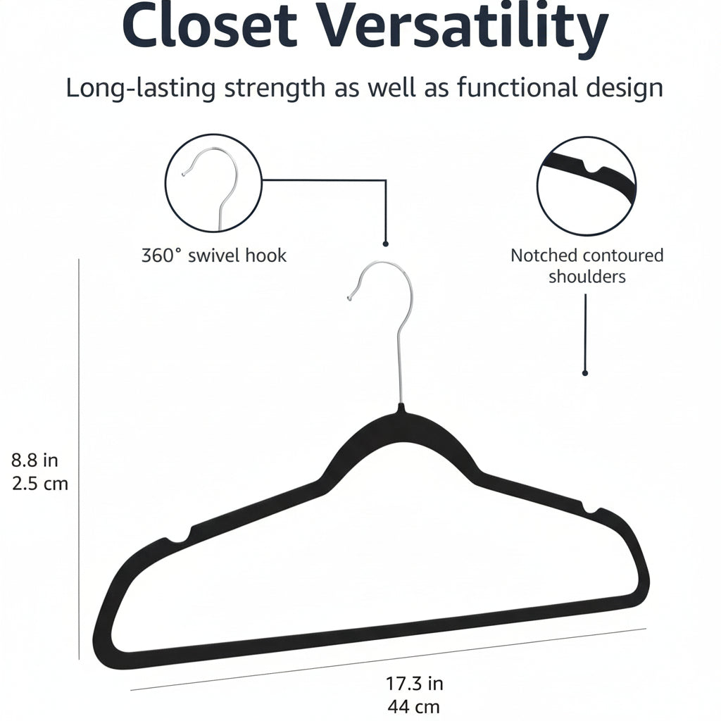 Elegant Velvet Slim Hangers for Optimal Closet Space – Pack of 10