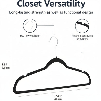 Elegant Velvet Slim Hangers for Optimal Closet Space – Pack of 10
