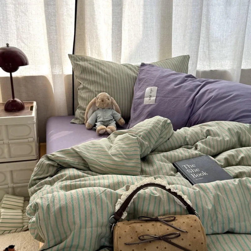 Tranquil Stripe Bedding Set for Year-Round Comfort