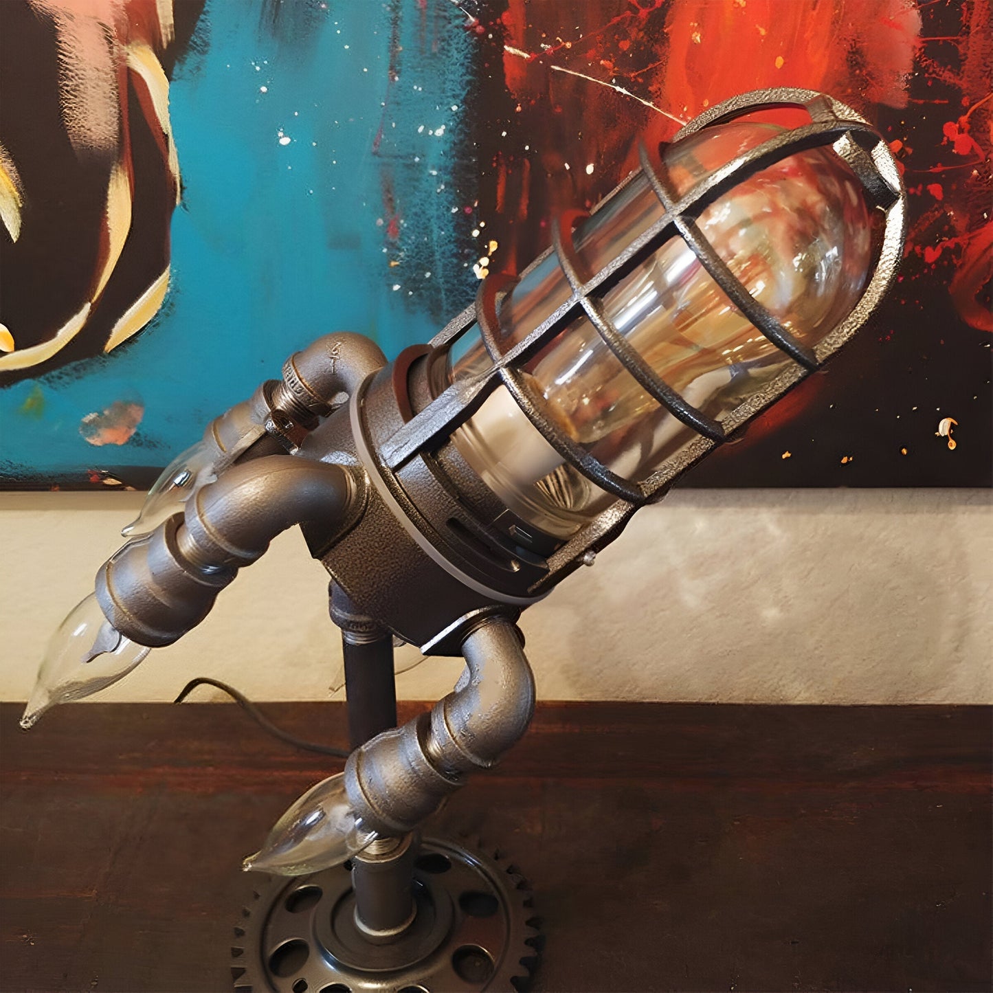 Chic Vintage Rocket-Themed Desk Lamp