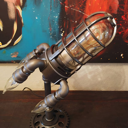 Chic Vintage Rocket-Themed Desk Lamp