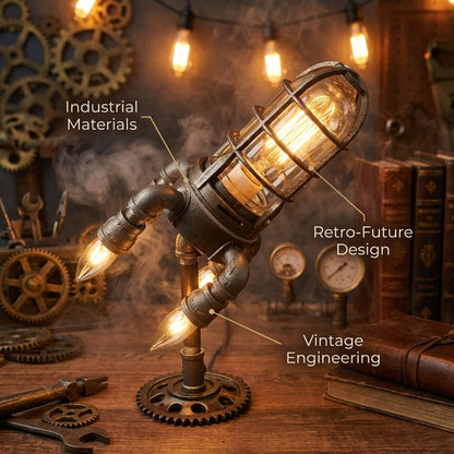 Chic Vintage Rocket-Themed Desk Lamp