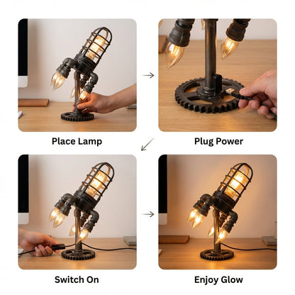 Chic Vintage Rocket-Themed Desk Lamp