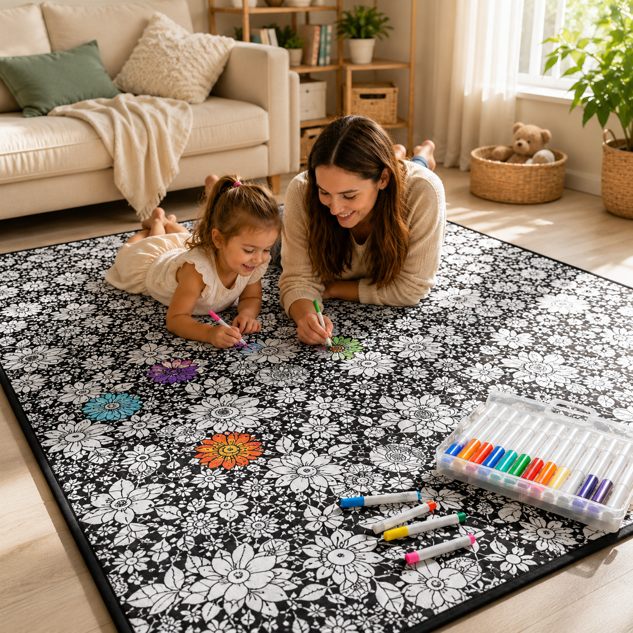 Coloring Blanket with Meadow Design