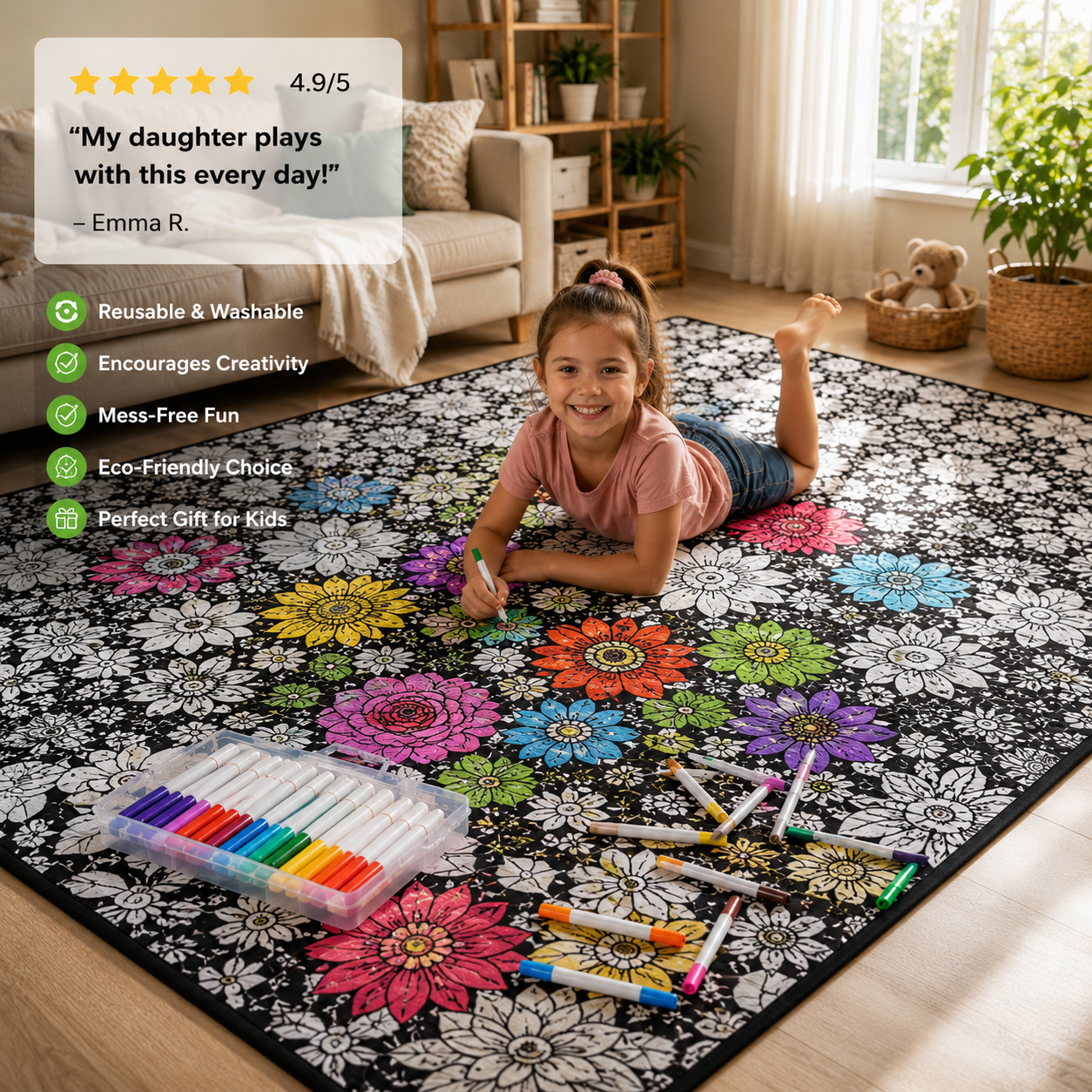 Coloring Blanket with Meadow Design