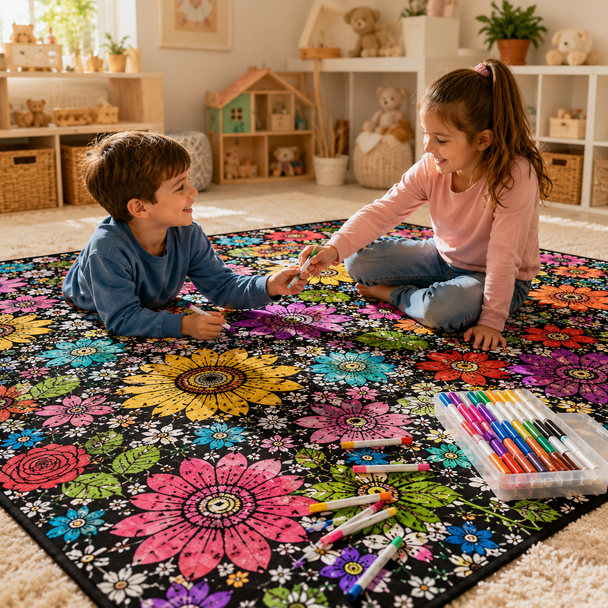Coloring Blanket with Meadow Design