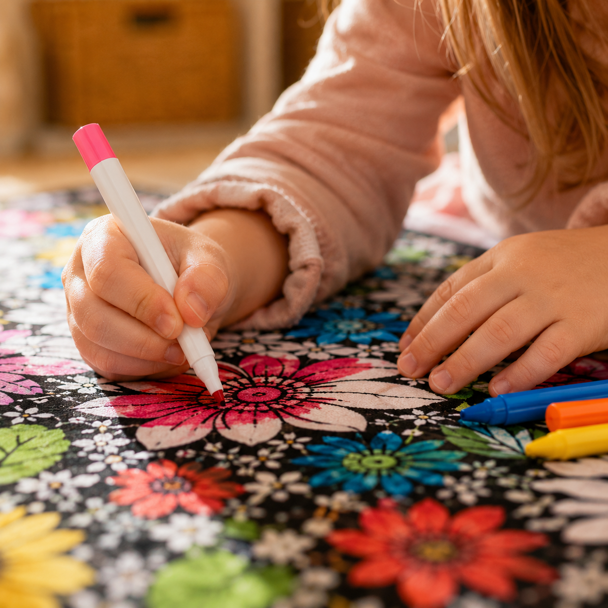 Coloring Blanket with Meadow Design