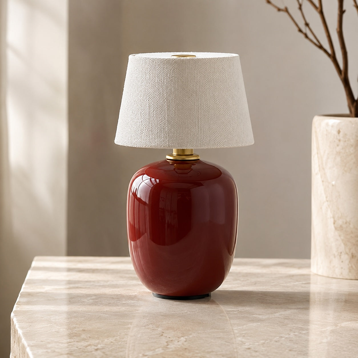 Ceramic Table Lamp in Modern Taupe Design